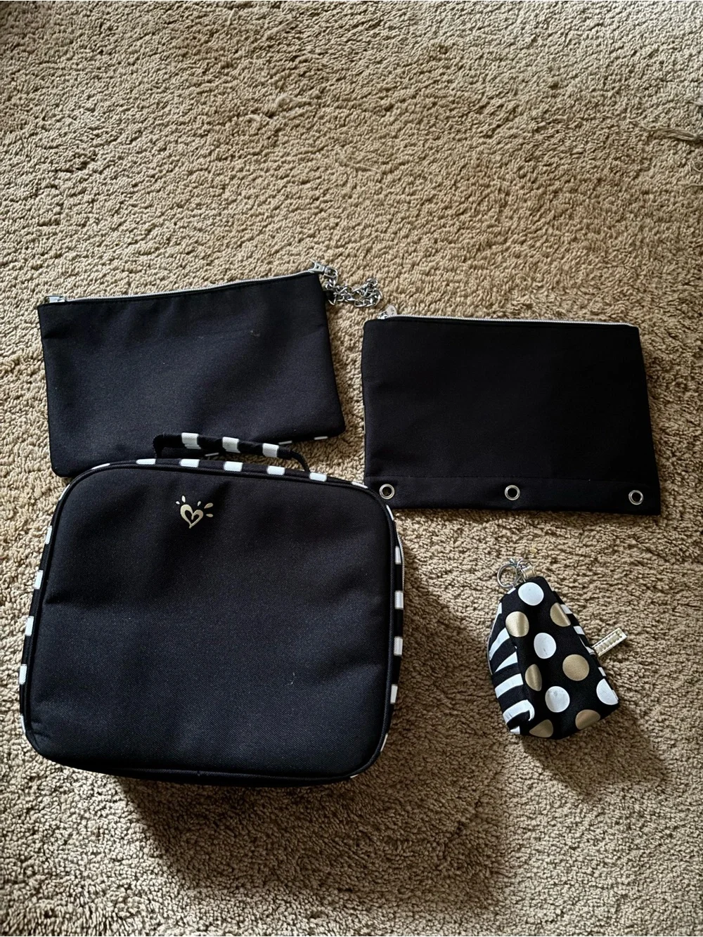Justice Black & Gold Polka Dot Backpack - 'G' Monogram